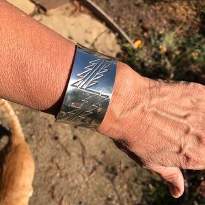 Sterling silver stamped cuff bracelet